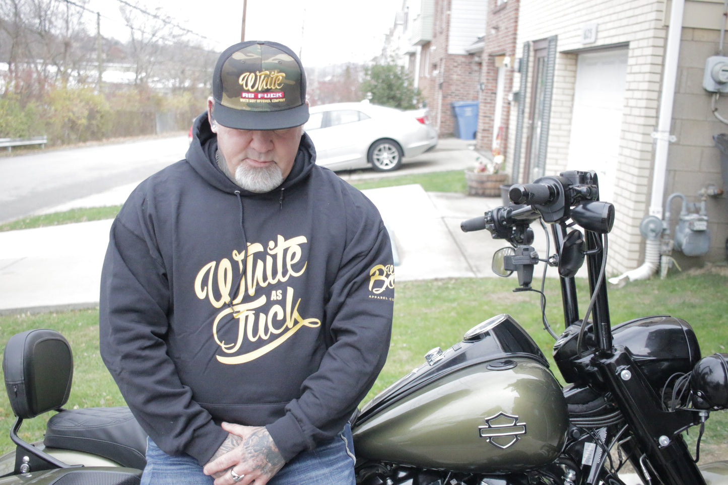 White As Fuck Trucker Hat, Camo/Black