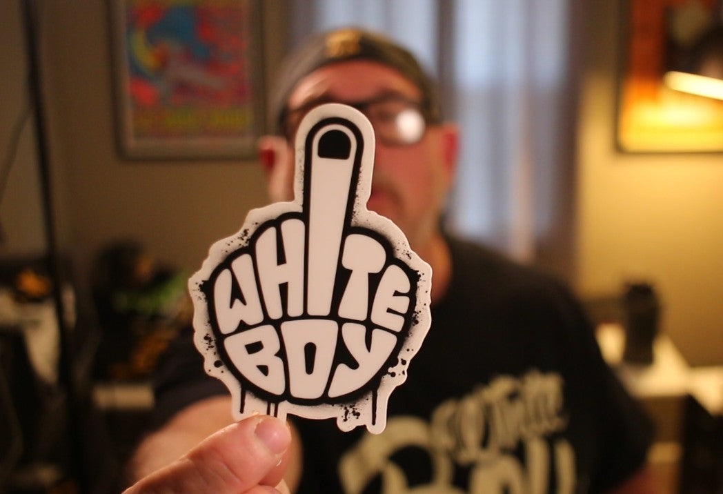 White Boy Middle Finger Sticker 3" x 5"