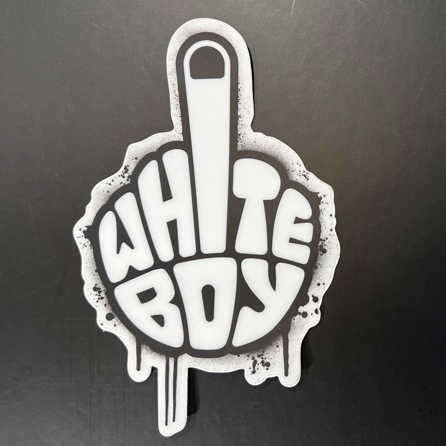White Boy Middle Finger Sticker 3" x 5"