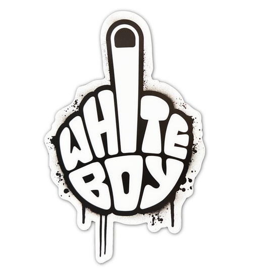 White Boy Middle Finger Sticker 3" x 5"